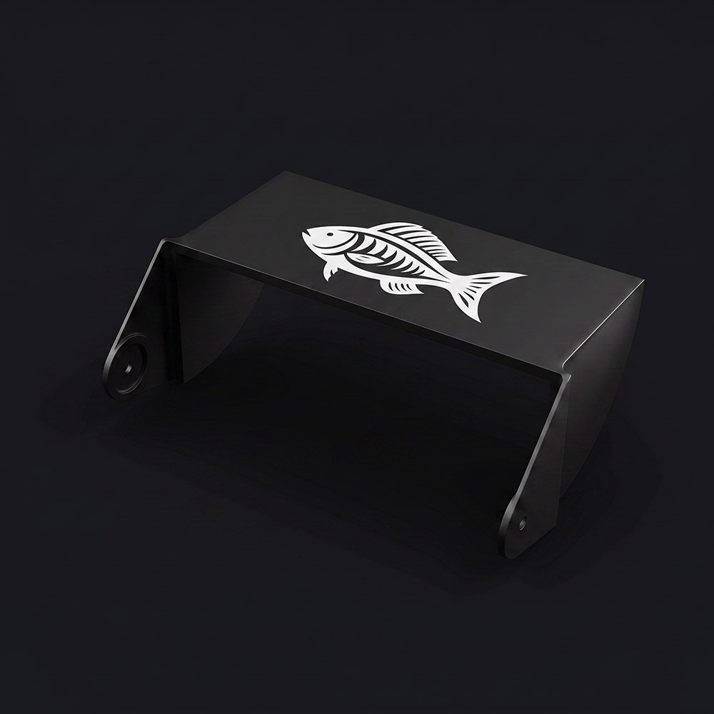 Black visor with white Tight Lines stock artwork